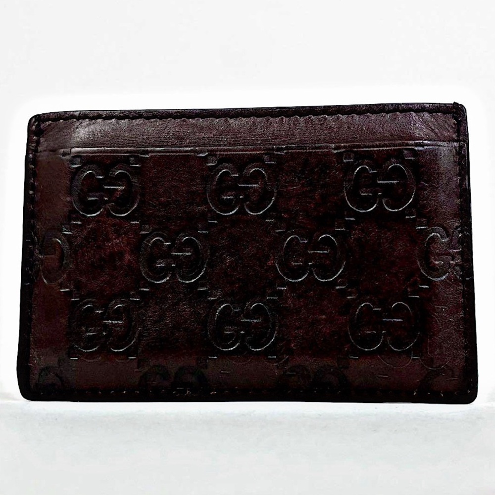 Authentic Gucci Brown Leather Guccissima Card Holder - Picture 2 of 7